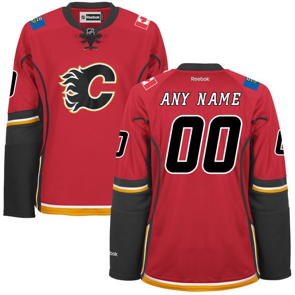 Women Calgary Flames Reebok Red Custom Premier Home NHL Jersey->customized nhl jersey->Custom Jersey